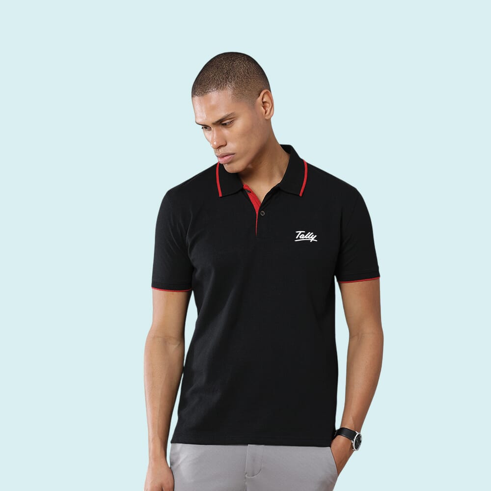 Greys&Blues Jacq Polo T-Shirt-Black with Red